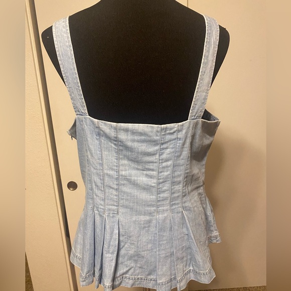 VERONICA BEARD $295 FADE DENIM PEPLUM SQAURE NECK TANK TOP SIZE 12 GUC - Picture 7 of 11